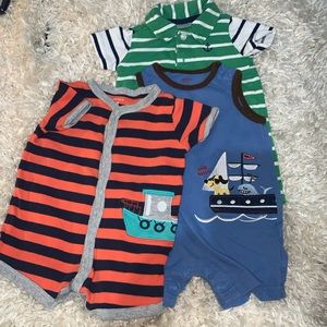 CARTERS LOT OF 3 ROMPERS. NAUTICAL